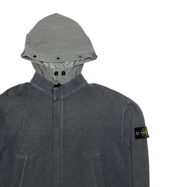 Stone Island 2005 Ribbed Wool Zipped Hoodie