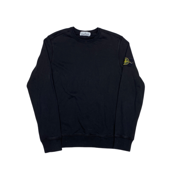 Stone Island Black Cotton Crewneck Sweatshirt