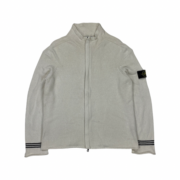 Stone Island White Cotton Knitted Jumper