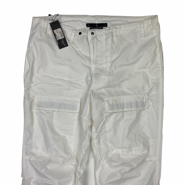 Stone Island White Denims Cotton Cargo Trousers