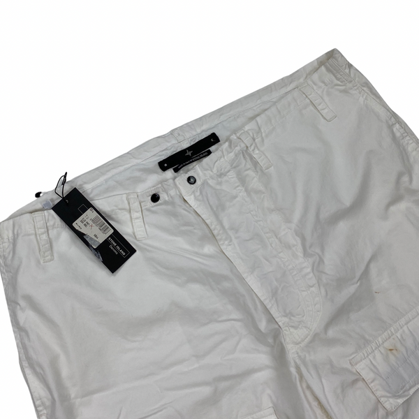 Stone Island White Denims Cotton Cargo Trousers