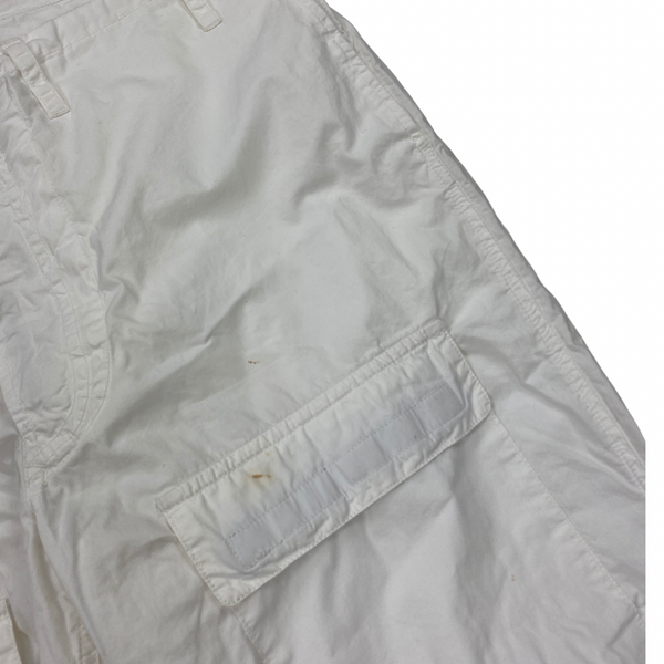 Stone Island White Denims Cotton Cargo Trousers