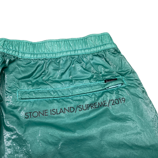 Stone Island x Supreme 2019 Teal Liquid Silk Trousers
