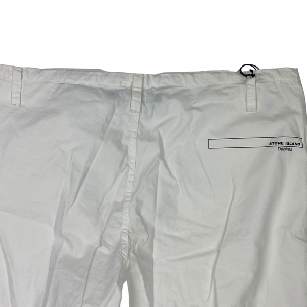 Stone Island White Denims Cotton Cargo Trousers
