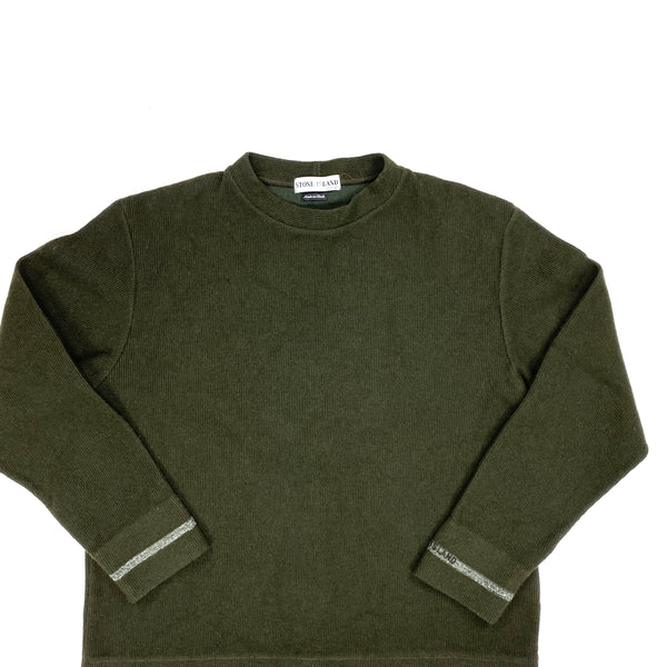 Stone Island 2000 Khaki Green Vintage Wool Jumper