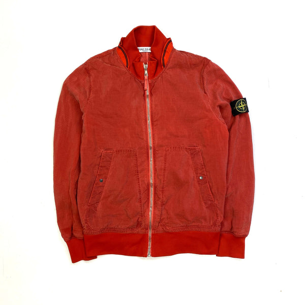 STONE ISLAND RED CARBON SILK BOMBER JACKET