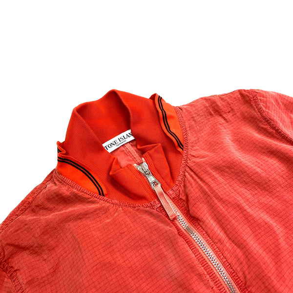 STONE ISLAND RED CARBON SILK BOMBER JACKET