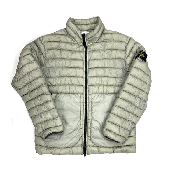 Stone Island Light Grey Garment Dyed Down Puffer Jacket