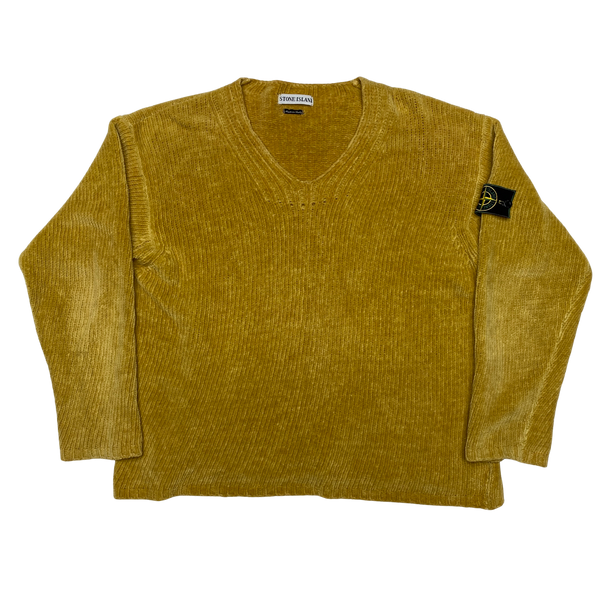 Stone Island Vintage 1998 Yellow Chenille Knitted Cotton