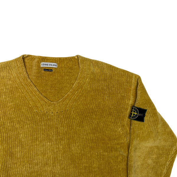 Stone Island Vintage 1998 Yellow Chenille Knitted Cotton