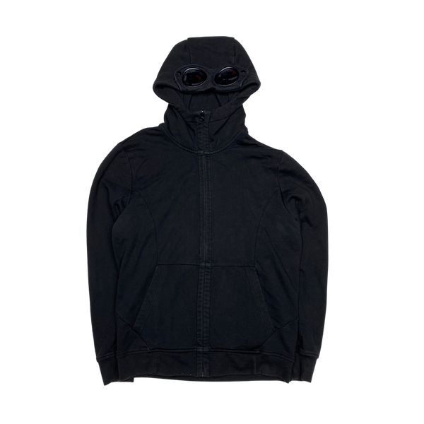 CP Company Black Zipped Cotton Goggle Hoodie