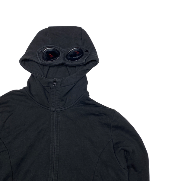 CP Company Black Zipped Cotton Goggle Hoodie