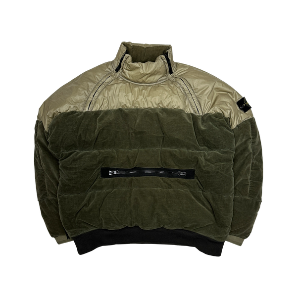 Stone Island 2018 Khaki Cotton Velvet Down TC Reverse Lamy Flock