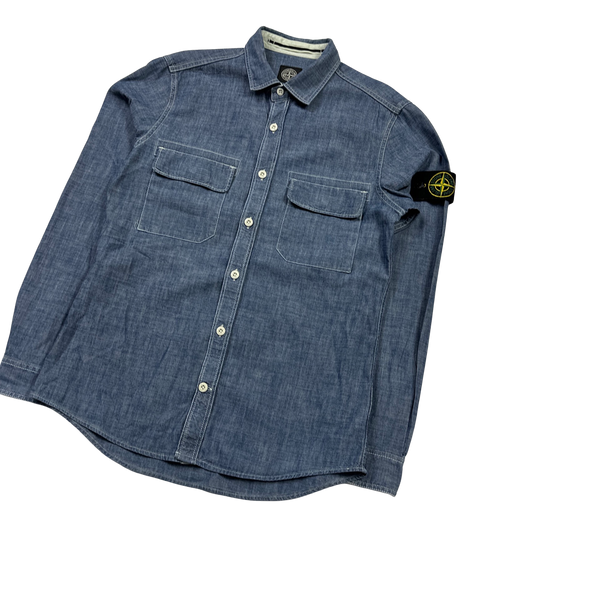 Stone Island Denim Chambray Cotton Shirt Mat s Island