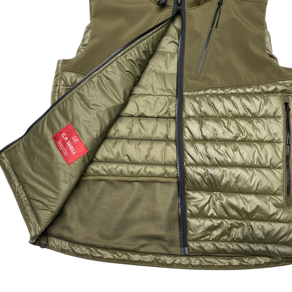 CP Company Khaki Down Soft Shell Goggle Gilet