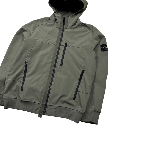 Stone Island 2018 Olive Green Soft Shell R Black Jacket - XL