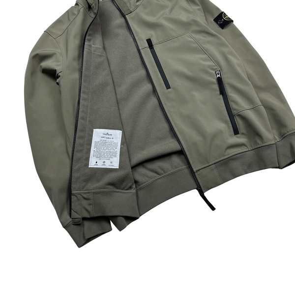 Stone Island 2018 Olive Green Soft Shell R Black Jacket - XL