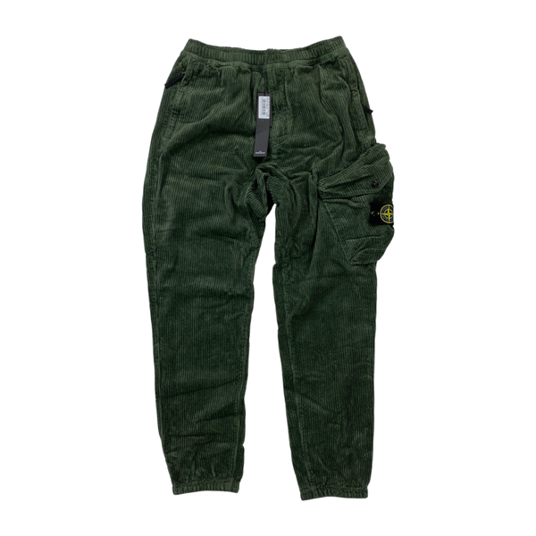 Stone Island Forest Green Corduroy Cargo Trousers