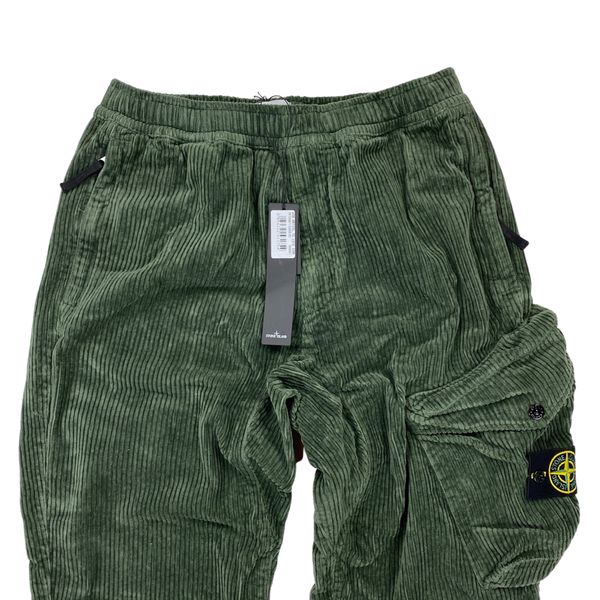Stone Island Forest Green Corduroy Cargo Trousers
