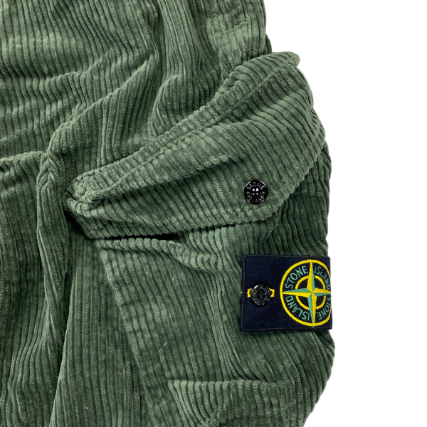 Stone Island Forest Green Corduroy Cargo Trousers