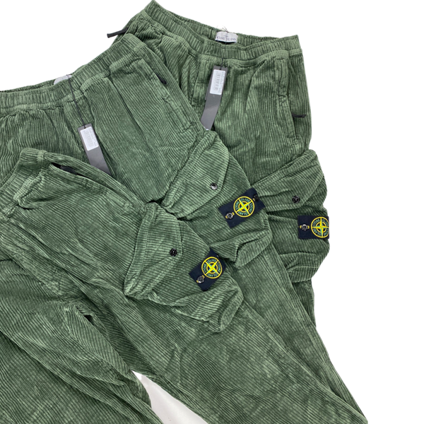 Stone Island Forest Green Corduroy Cargo Trousers
