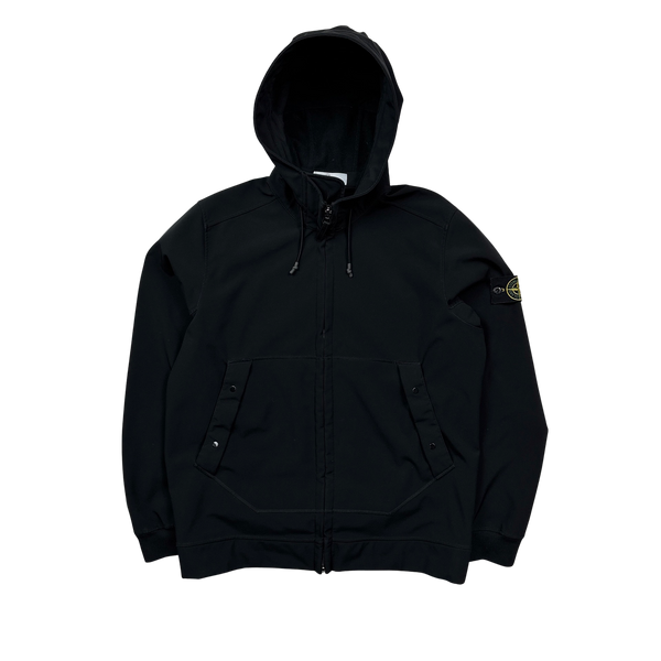 Stone Island 2020 Black Soft Shell Hooded Jacket - XL