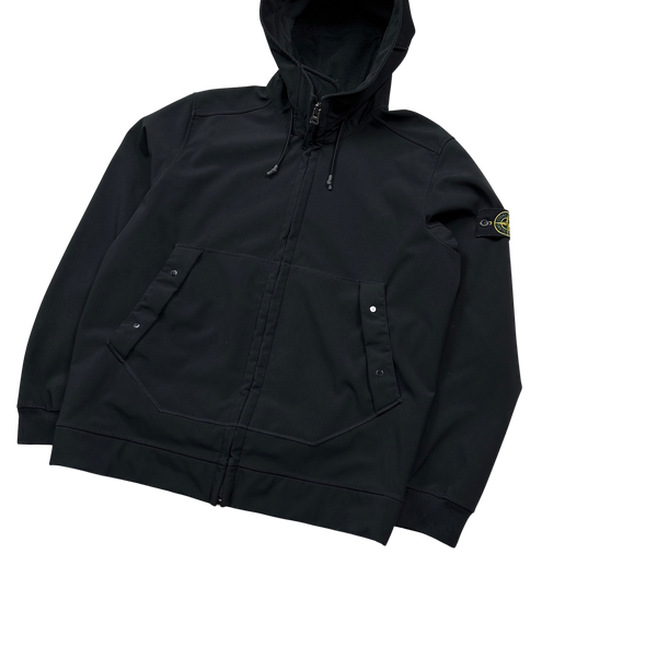 Stone Island 2020 Black Soft Shell Hooded Jacket - XL