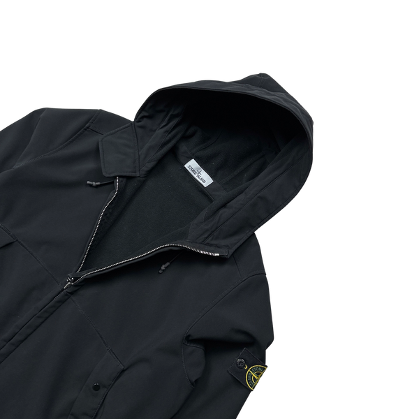 Stone Island 2020 Black Soft Shell Hooded Jacket - XL
