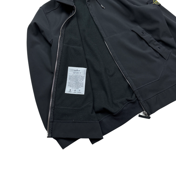 Stone Island 2020 Black Soft Shell Hooded Jacket - XL