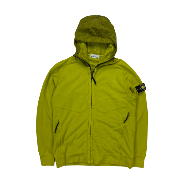 Stone Island Lime Nylon Metal Zipped Hoodie