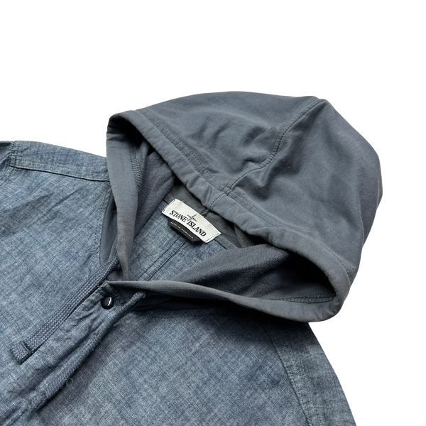 Stone Island 2016 Denim Chambray Cotton Hooded Overshirt - Large