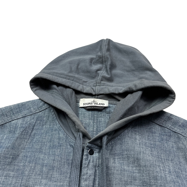 Stone Island 2016 Denim Chambray Cotton Hooded Overshirt - Large