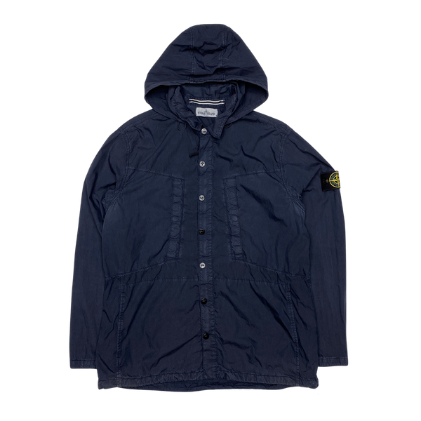 Stone Island Navy Hydrophobic Hooded Overshirt