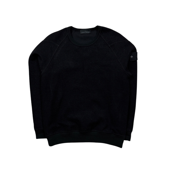 Stone Island 2020 Black Wool Ghost Crewneck Sweatshirt - Large
