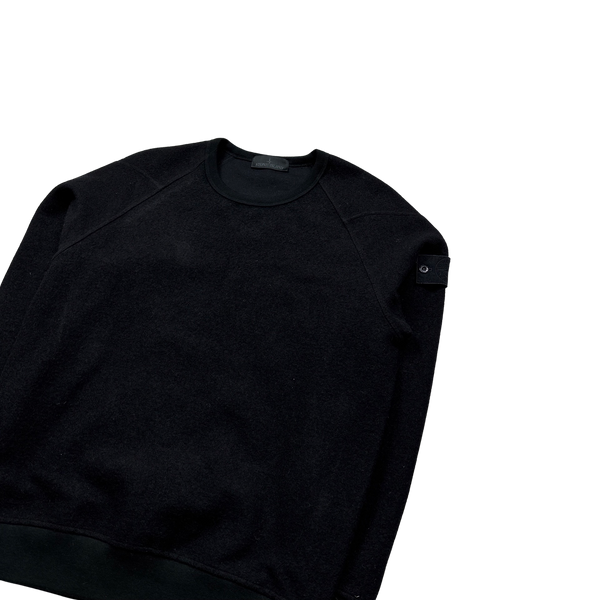 Stone Island 2020 Black Wool Ghost Crewneck Sweatshirt - Large