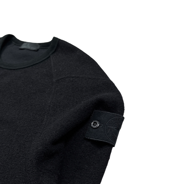 Stone Island 2020 Black Wool Ghost Crewneck Sweatshirt - Large