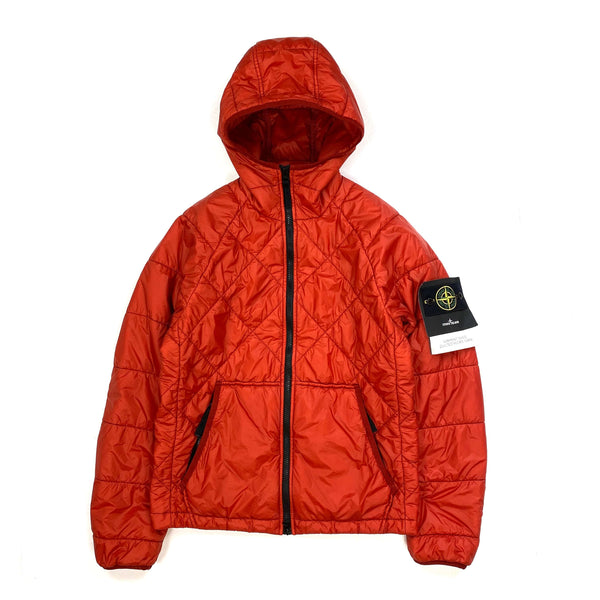 STONE ISLAND RED GARMENT DYED QUILTED MICRO YARN JACKET