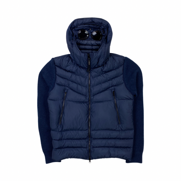 CP Company Navy Down Filled Knitted Goggle Jacket