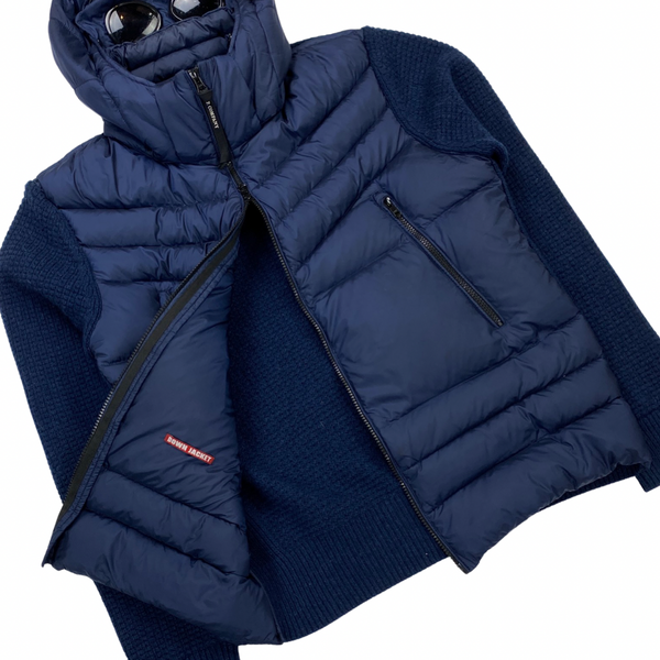 CP Company Navy Down Filled Knitted Goggle Jacket