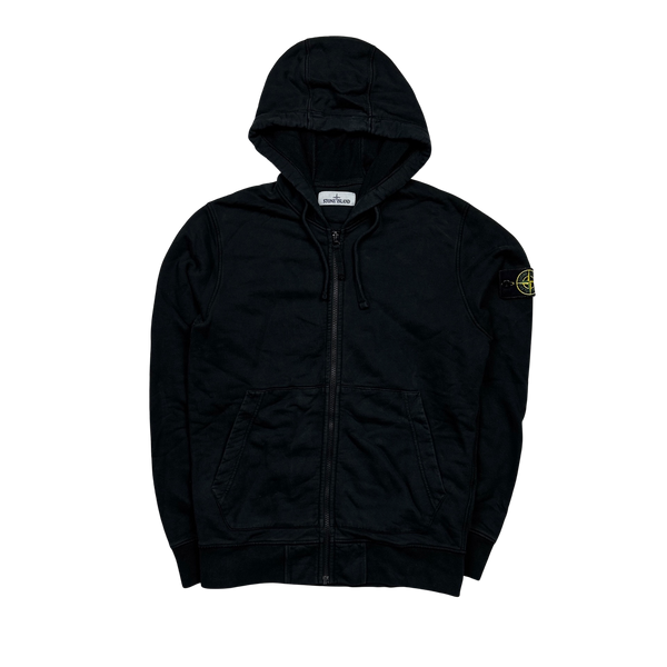 Stone Island 2020 Black Cotton Zipped Hoodie - Medium