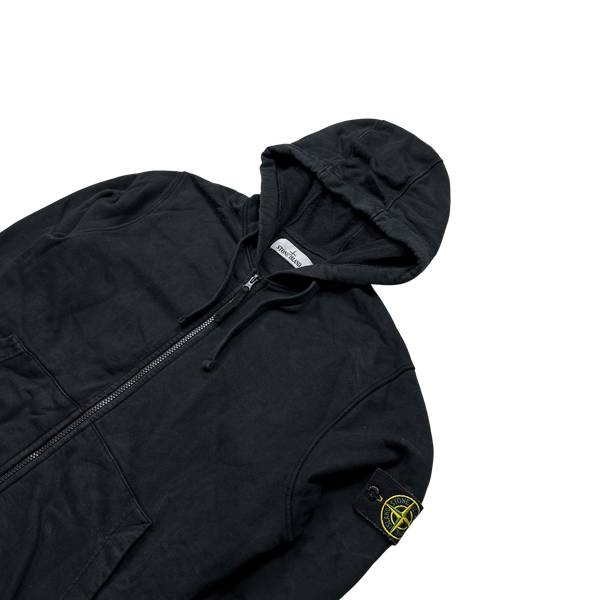Stone Island 2020 Black Cotton Zipped Hoodie - Medium