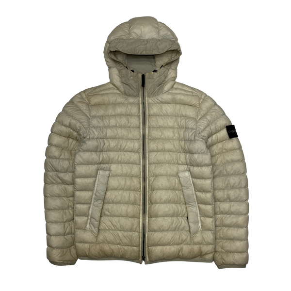 Stone Island Cream Micro Yarn Hooded Down Puffer Jacket