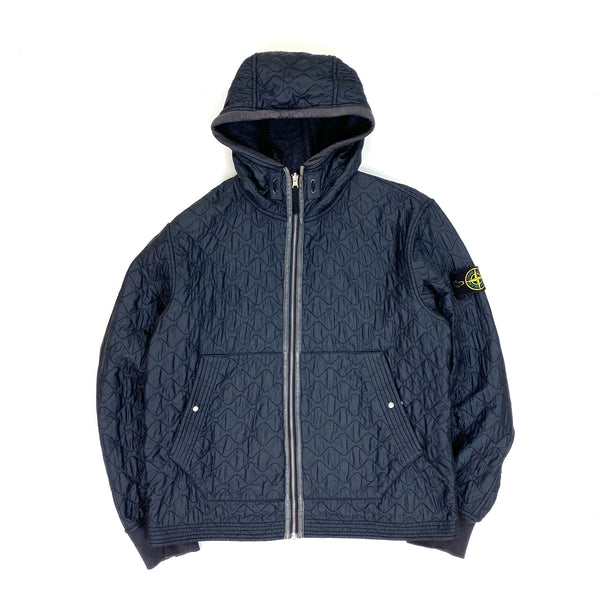 Stone Island Navy Reversible Nylon / Cotton Hooded Jacket