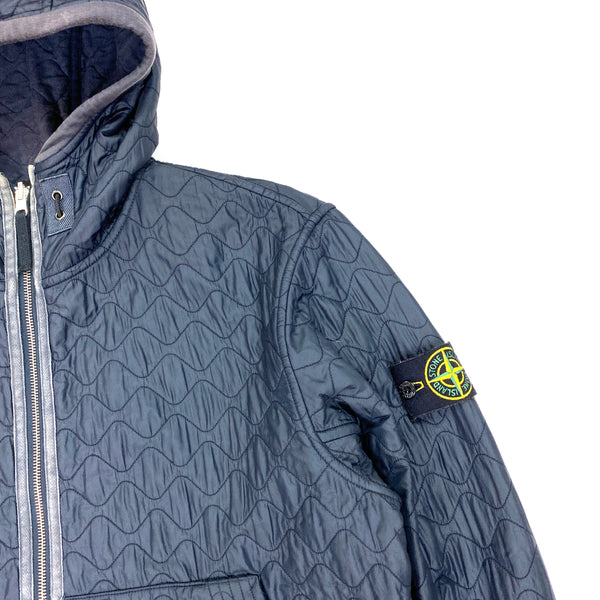 Stone Island Navy Reversible Nylon / Cotton Hooded Jacket