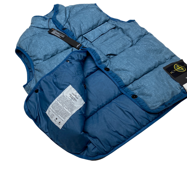Stone Island Blue Lino Resinato TC Down Gilet