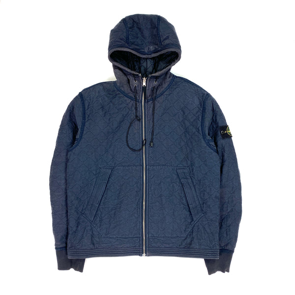 Stone Island Navy Reversible Nylon / Cotton Hooded Jacket