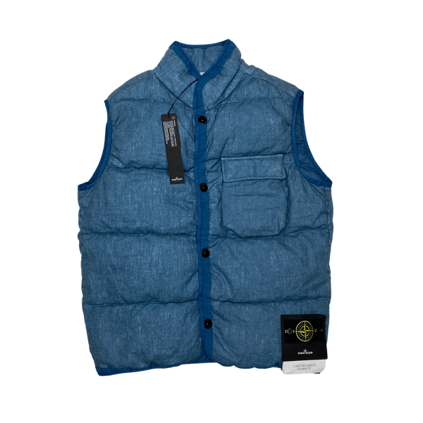 Stone Island Blue Lino Resinato TC Down Gilet
