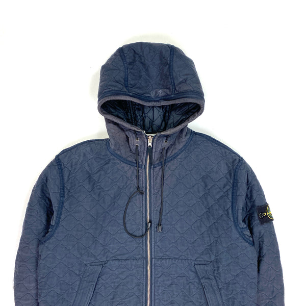 Stone Island Navy Reversible Nylon / Cotton Hooded Jacket