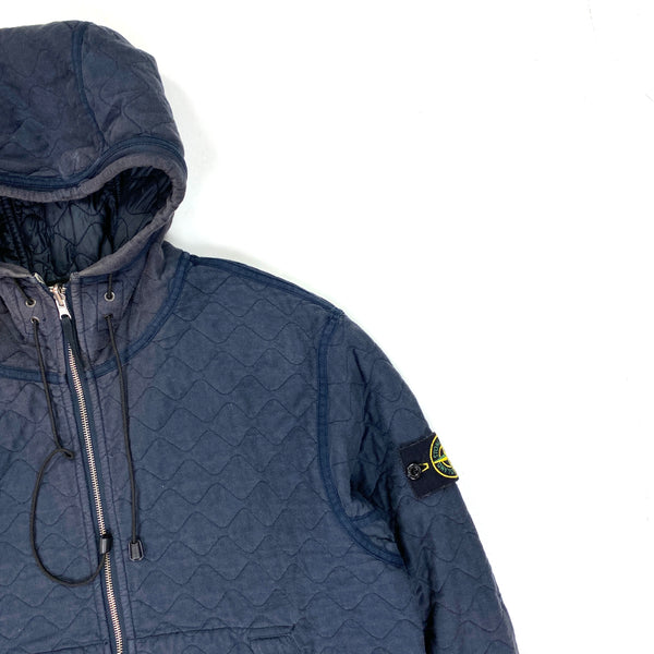 Stone Island Navy Reversible Nylon / Cotton Hooded Jacket