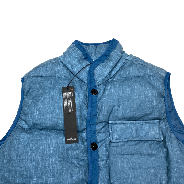 Stone Island Blue Lino Resinato TC Down Gilet